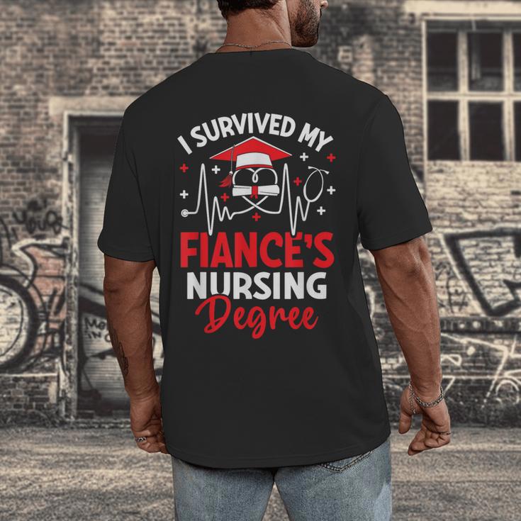 i Survived My Fiance's Nursing Degree Graduation Gifts Men's Back Print T-Shirt