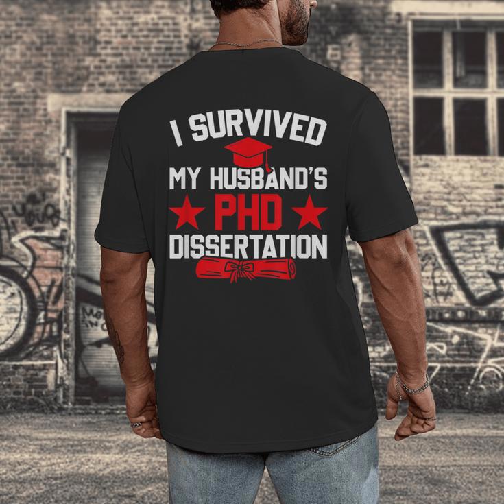I Survived My Husband's PHD Dissertation Graduation Men's Back Print T-Shirt