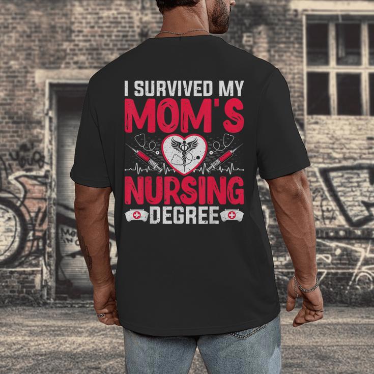I Survived My Mom’s Nursing Degree Nurse Nursing Graduation Men's Back Print T-Shirt