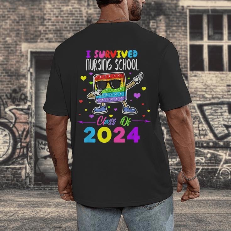 I Survived Nursing School Of 2024 Student Graduation 2024 Men's Back Print T-Shirt