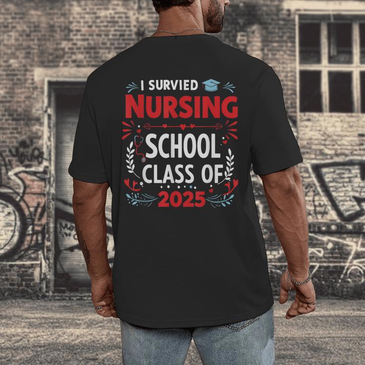 I Survived Nursing School Class Of 2025 Nurse Graduation Men's Back Print T-Shirt