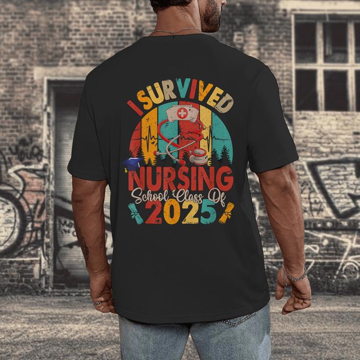 I Survived Nursing School Class Of 2025 Proud Graduation Men's Back Print T-Shirt