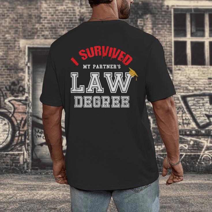 I Survived My Partner's Law Degree Graduation Shirt Men's Back Print T-Shirt