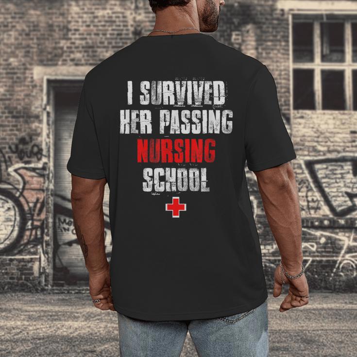 I Survived Her Passing Nursing School Graduation Men's Back Print T-Shirt