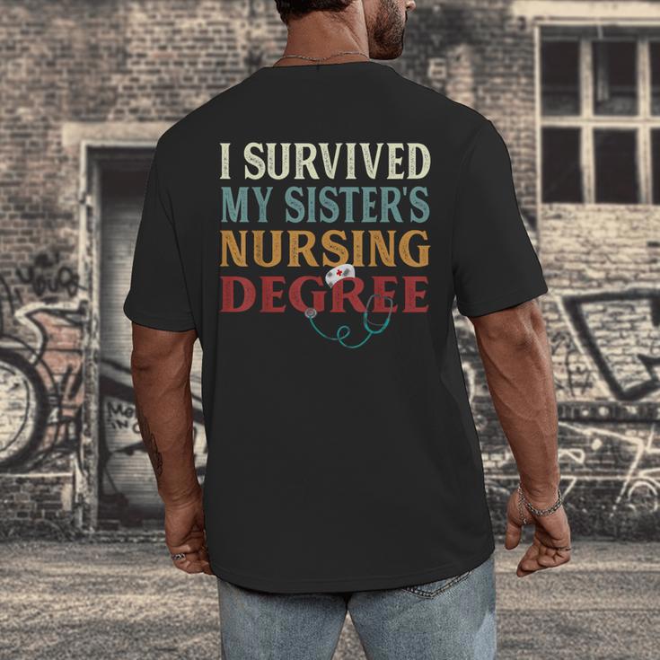 I Survived My Sister's Nursing Degree Graduation Nurse Lover Men's Back Print T-Shirt