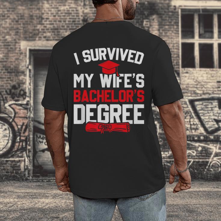 I Survived My Wife's Bachelor's Degree Graduation Men's Back Print T-Shirt