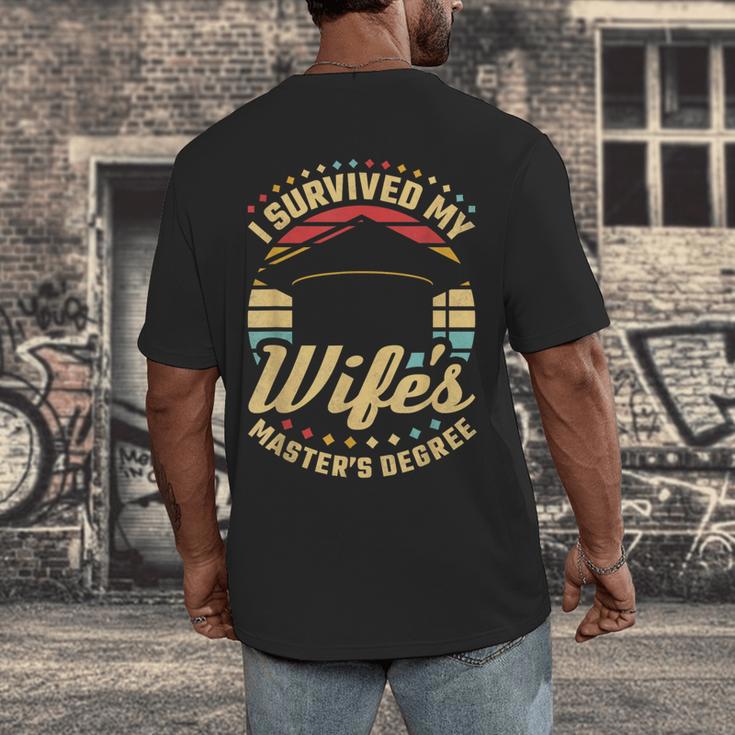 Survived My Wife's Master's Degree College Graduation Men's Back Print T-Shirt