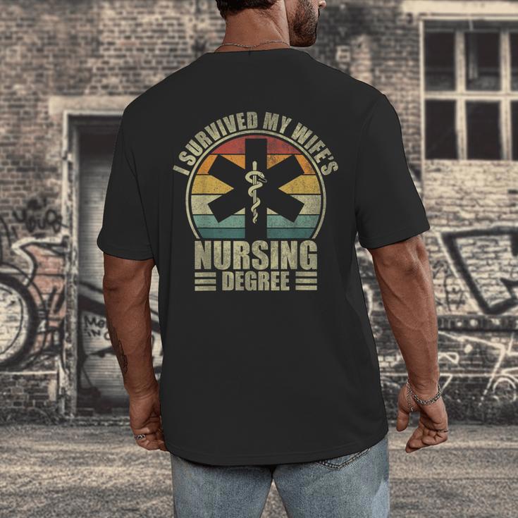 I Survived My Wife's Nursing Degree Nursing Graduation Men's Back Print T-Shirt