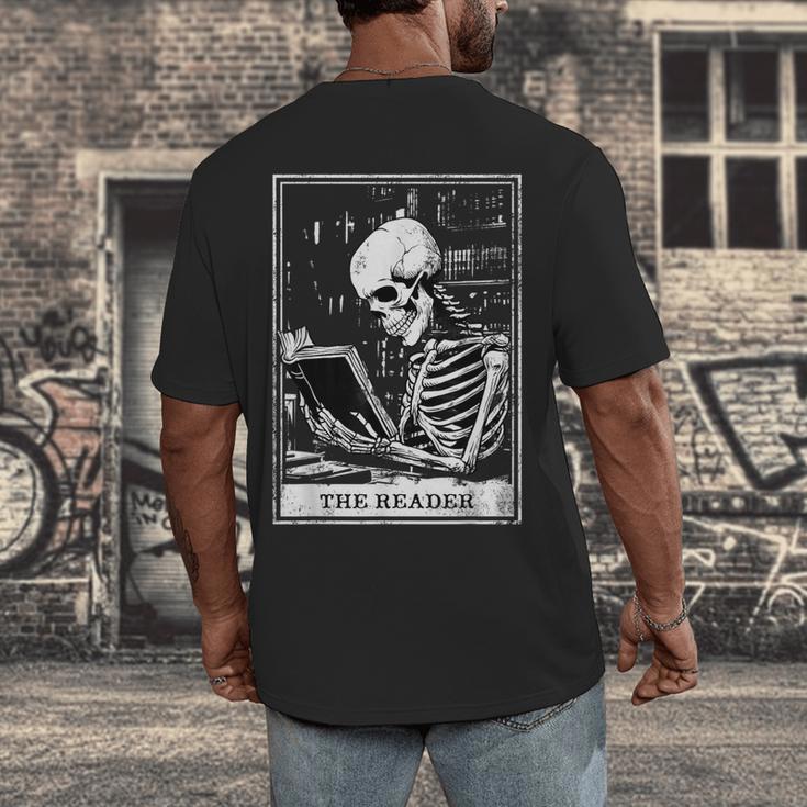 Tarot Card Shirt The Reader Tarot Skeleton Reading Book Men's Back Print T-Shirt