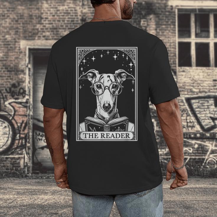 Tarot Card Vintage Whippet Dog Book Lover The Reader Men's Back Print T-Shirt