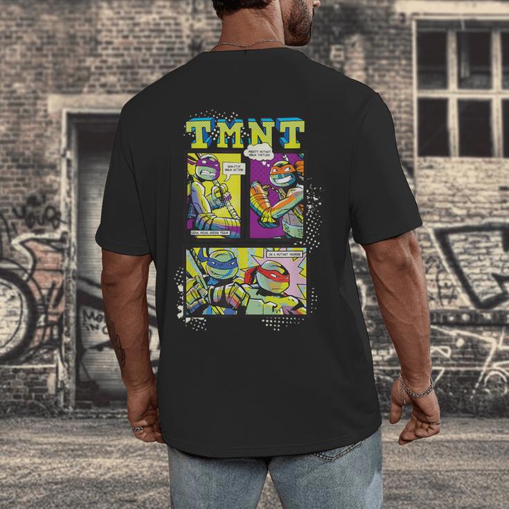 Teenage Mutant Ninja Turtles Retro Neon Comic Book Panels Men's Back Print T-Shirt