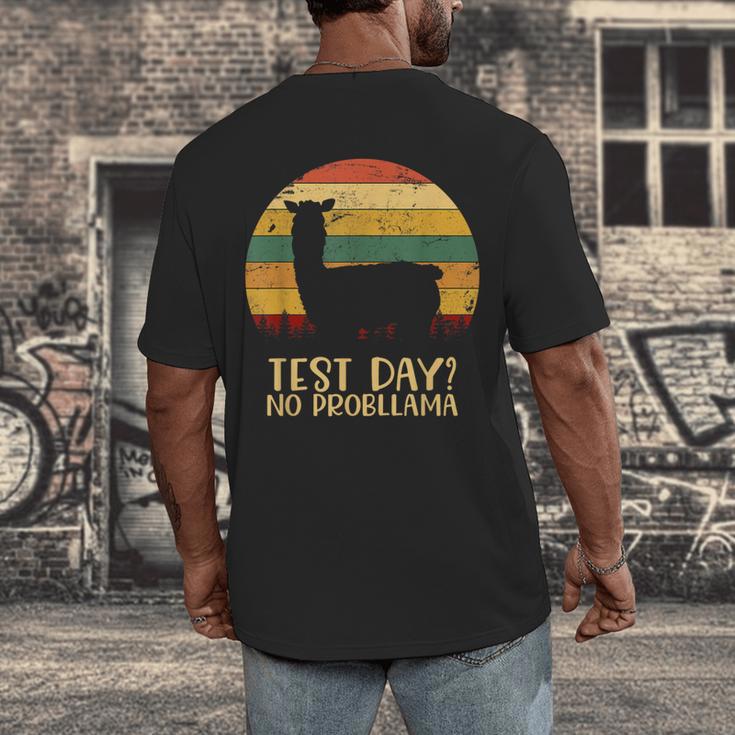 Test Day No Probllama Silhouette Teacher Student Graduation Men's Back Print T-Shirt