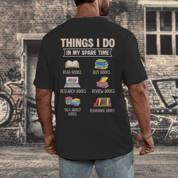Things I Do In My Spare Time Book Reader Book Reading Lover Men's Back Print T-Shirt