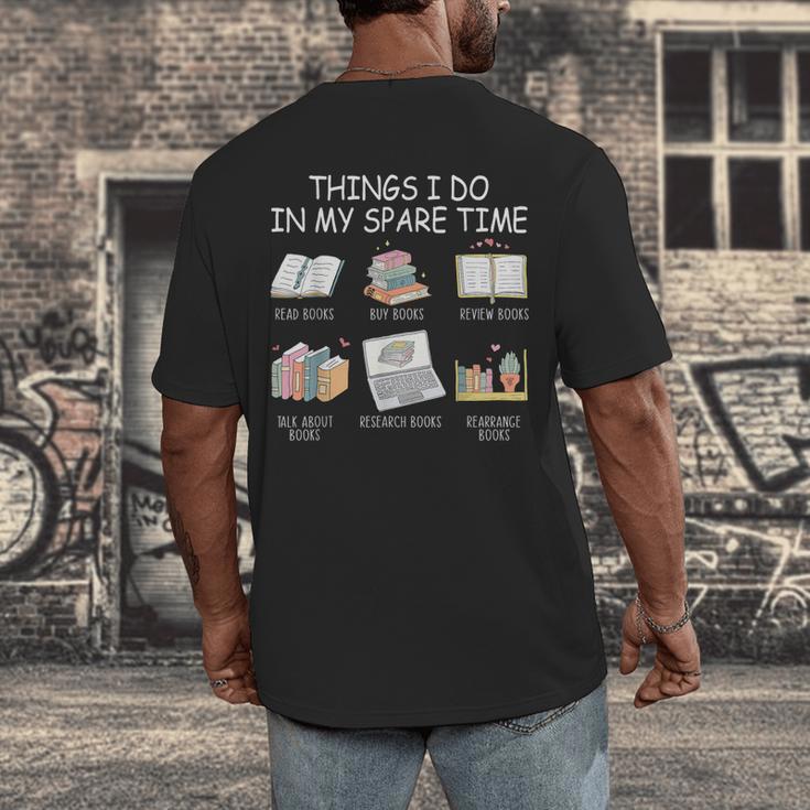 Things I Do In My Spare Time Read Books Buy Books Men's Back Print T-Shirt
