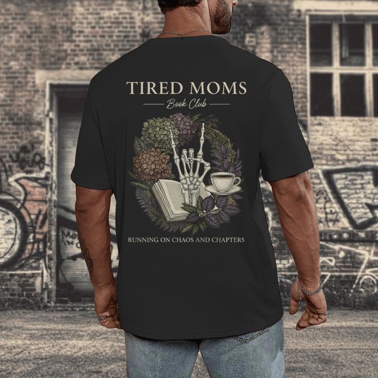 Tired Moms Book Club Dark Floral Coffee Skeleton Men's Back Print T-Shirt