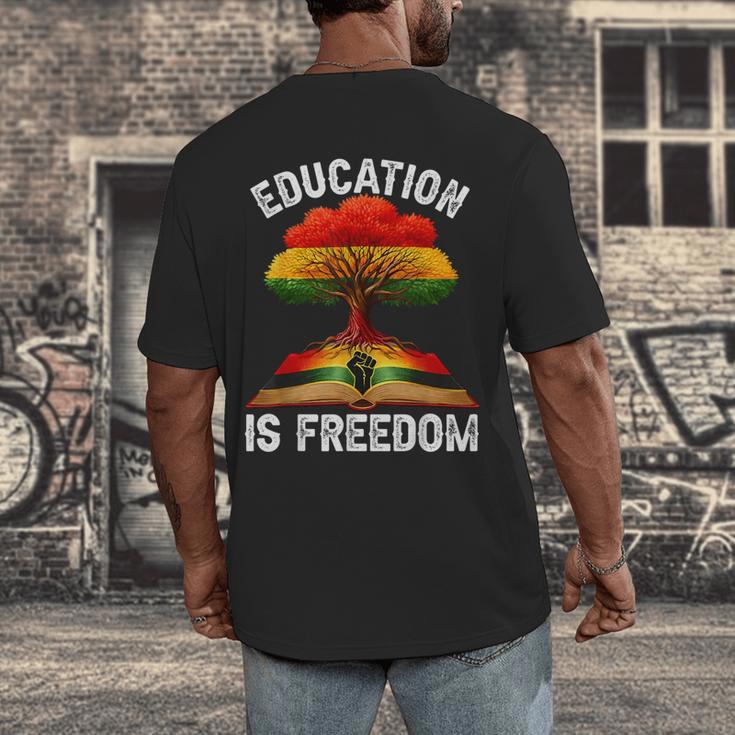 History Education Is Freedom Books Black History Men's Back Print T-Shirt History Education Is Freedom Books Black History Men's Back Print T-Shirt