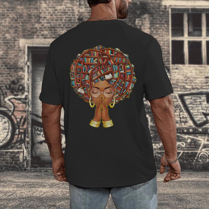 History Month Afro Book Lover Women Girls Librarian Men's Back Print T-Shirt