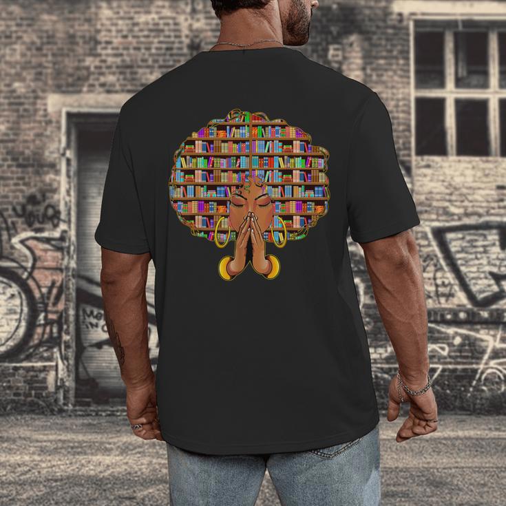 History Month Afro Women Girls Book Lover Librarian Men's Back Print T-Shirt