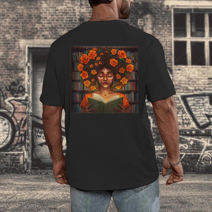 History Month Black Afro Girl Women Book Lovers Men's Back Print T-Shirt History Month Black Afro Girl Women Book Lovers Men's Back Print T-Shirt