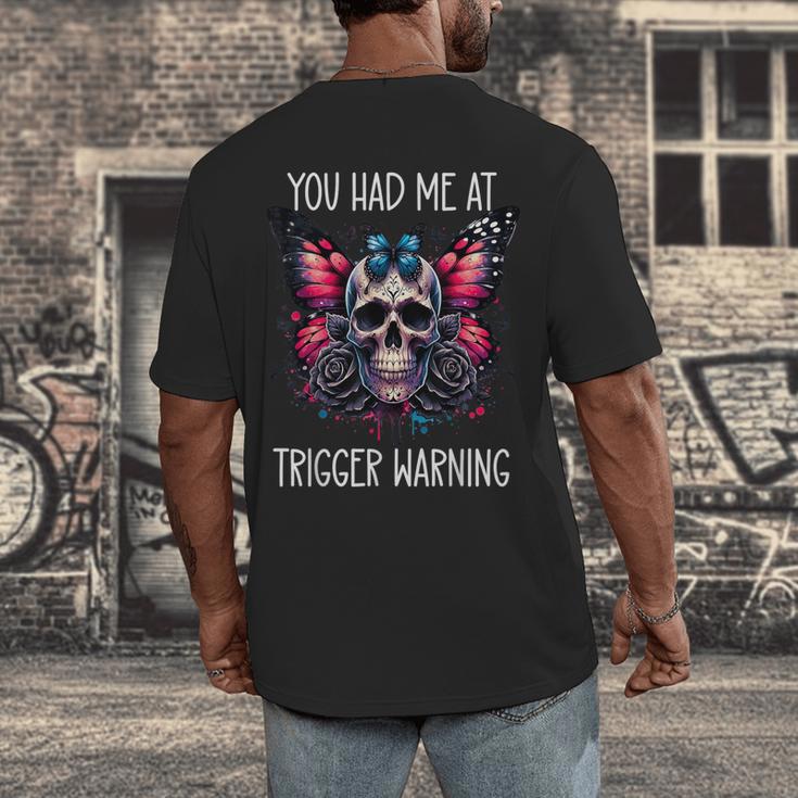 You Had Me At Trigger Warning ShirtTrigger Warning Books Men's Back Print T-Shirt