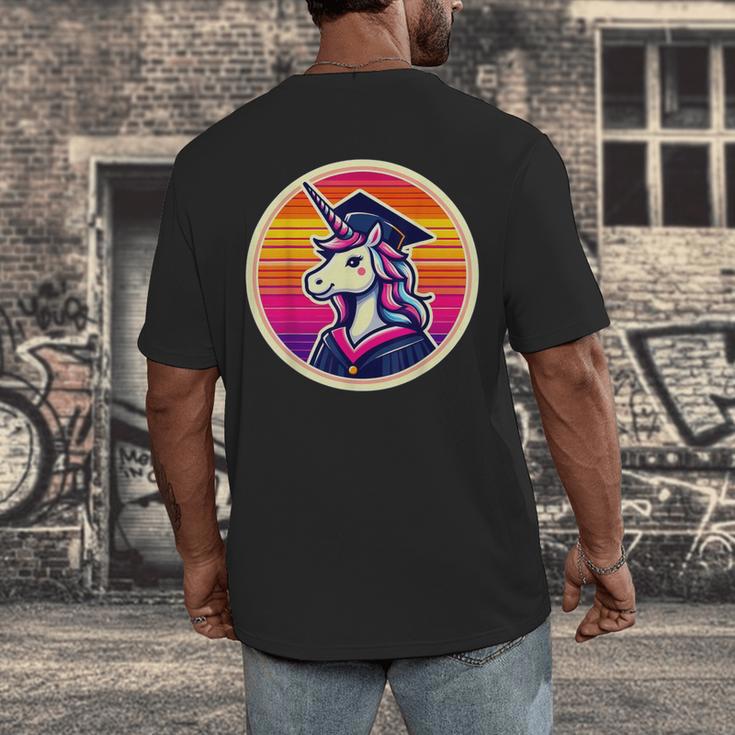 Unicorn University Graduation Graduating School Girl Cute Men's Back Print T-Shirt