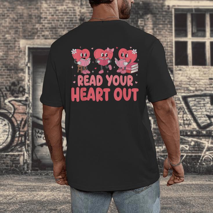 Valentine Day Book Read Your Heart Out Lovers Teacher Kids Men's Back Print T-Shirt Valentine Day Book Read Your Heart Out Lovers Teacher Kids Men's Back Print T-Shirt
