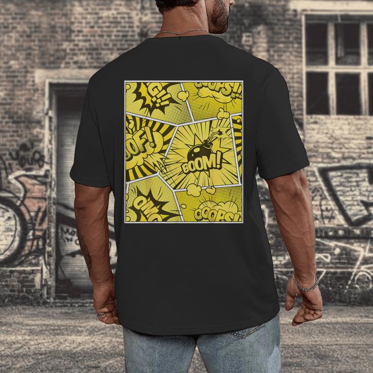 Varsity-Gold Yellow Comic Book University Varsity-Gold Men's Back Print T-Shirt