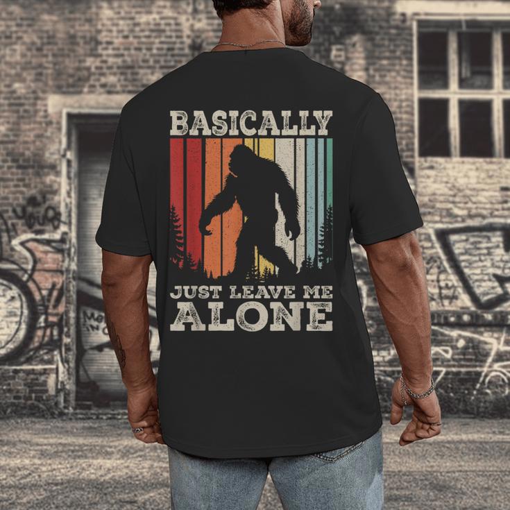 Vintage Basically Just Leave Me Alone Bigfoot Introverts Men's Back Print T-Shirt