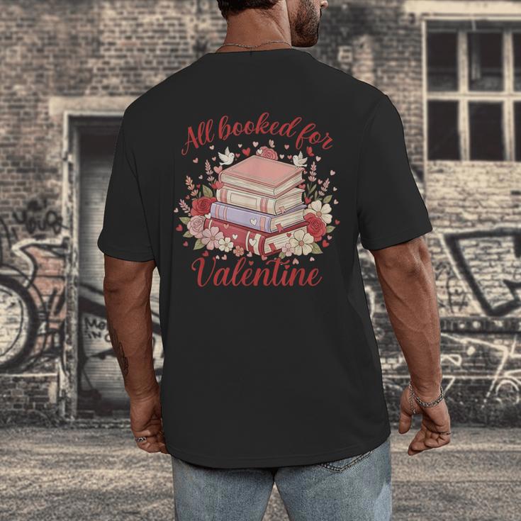 Vintage All Booked For Valentines Book Lovers Teacher Kids Men's Back Print T-Shirt