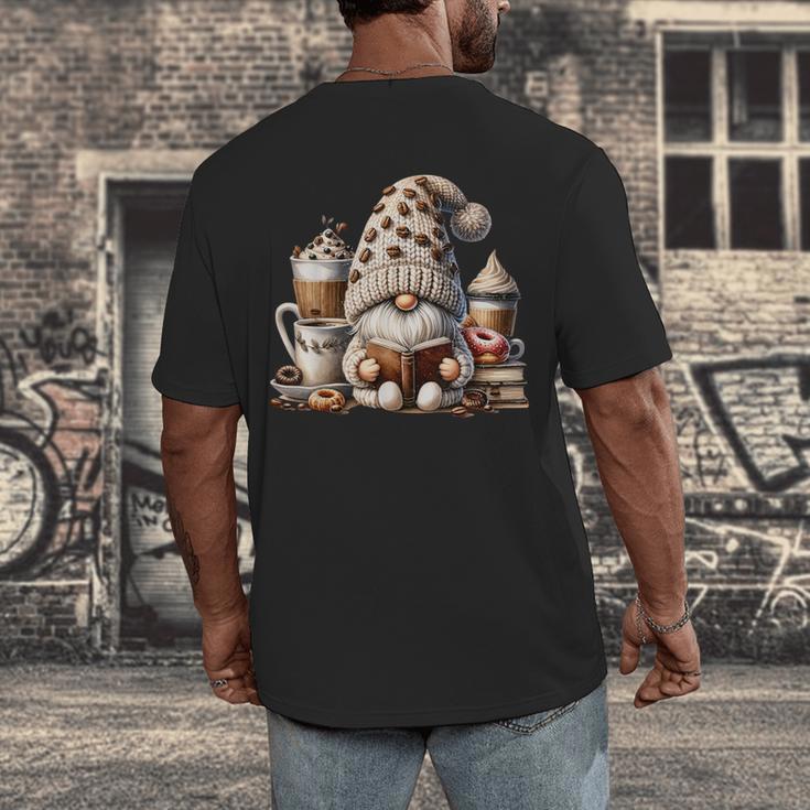 Vintage Cute Gnome Reading Book Coffee Latte Men Women Kids Men's Back Print T-Shirt Vintage Cute Gnome Reading Book Coffee Latte Men Women Kids Men's Back Print T-Shirt