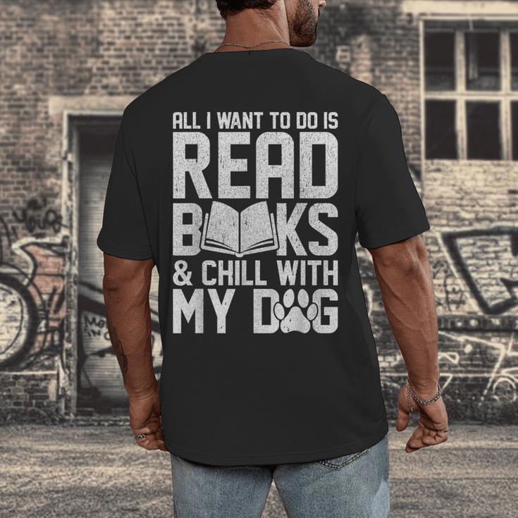 All I Want To Do Is Read Books Reading Dog Lovers Men's Back Print T-Shirt