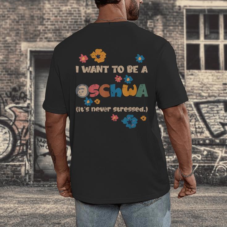I Want To Be A Schwa Read Book Reading Librarian Men's Back Print T-Shirt I Want To Be A Schwa Read Book Reading Librarian Men's Back Print T-Shirt