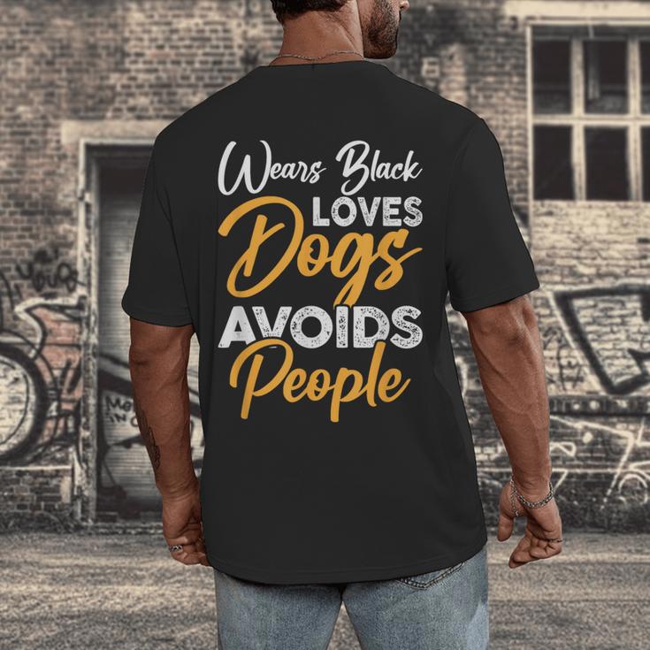 Wears Loves Dogs Avoids People I Introvert Men's Back Print T-Shirt