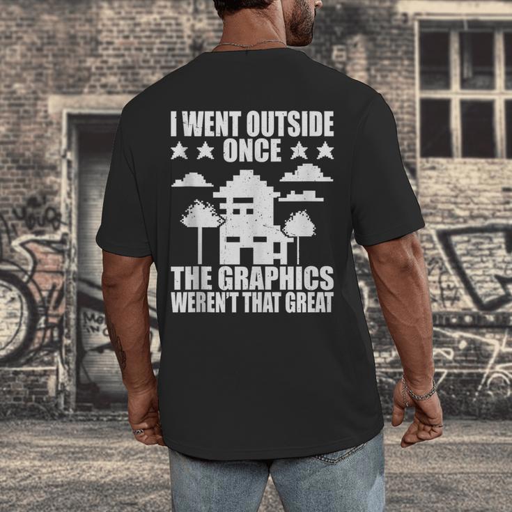 I Went Outside Once Introverts Joke Social Loner Men's Back Print T-Shirt