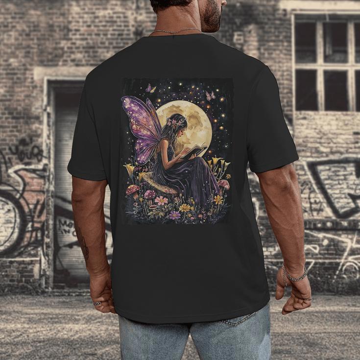 Whimsical Book Fairy Reading Bookish Fairycore Men's Back Print T-Shirt