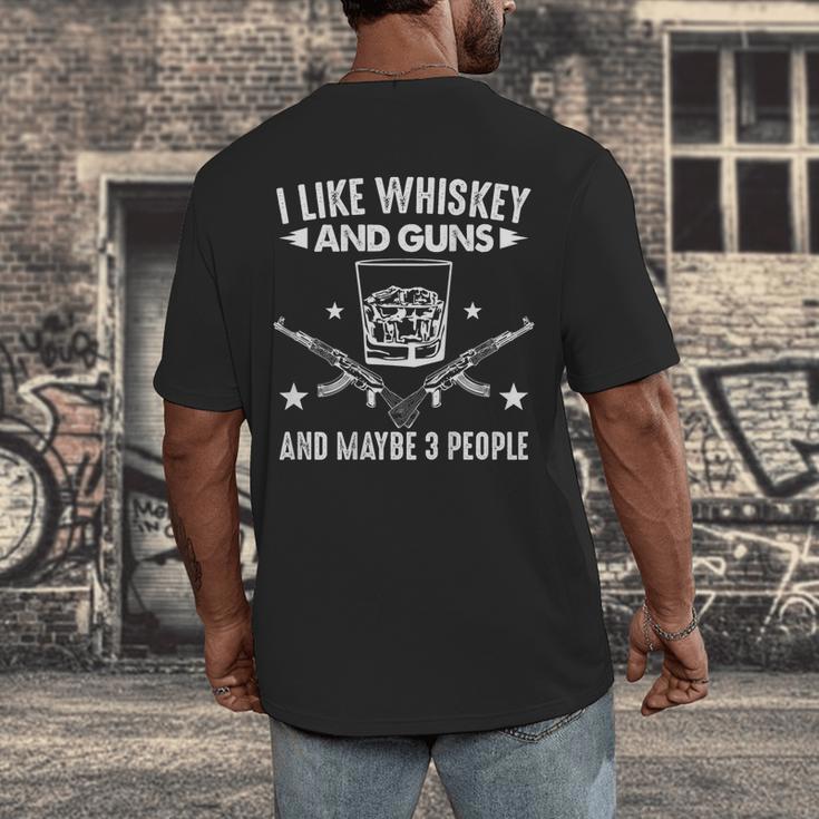 I Like Whiskey And Guns And Maybe 3 People Introvert Men's Back Print T-Shirt