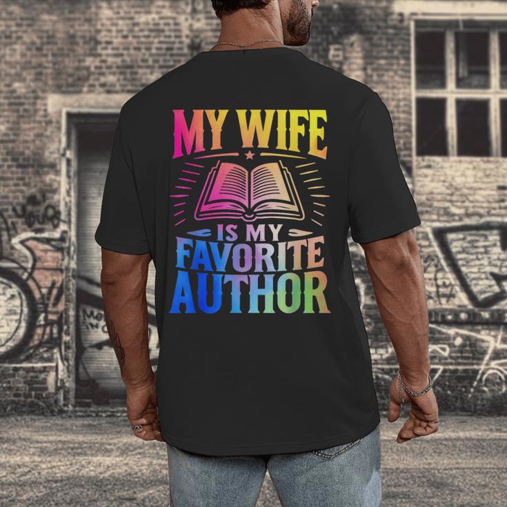 My Wife Is My Favorite Author Book Writer Writing Husband Men's Back Print T-Shirt My Wife Is My Favorite Author Book Writer Writing Husband Men's Back Print T-Shirt