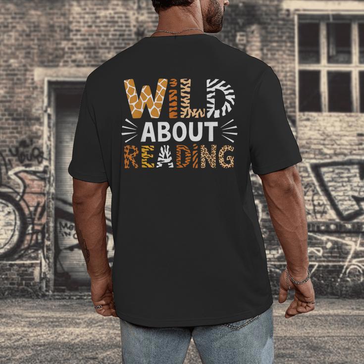 Wild About Reading Animal Bookworm Library Book Lover Reader Men's Back Print T-Shirt