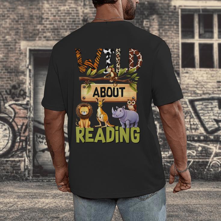 Wild About Reading Reading Books And Bookworm Library Day Men's Back Print T-Shirt