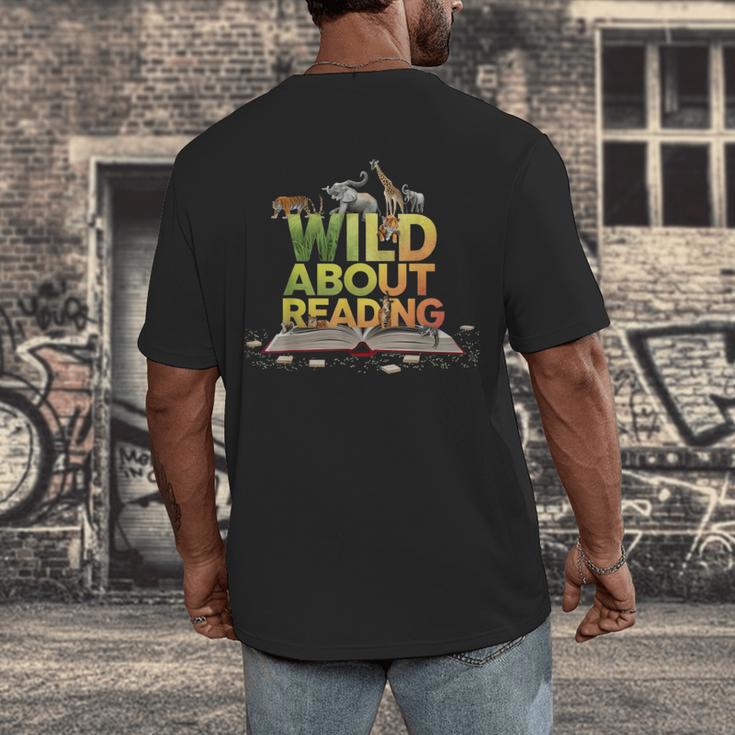 Wild About Reading Books Lovers Novelty Bookworm Library Day Men's Back Print T-Shirt