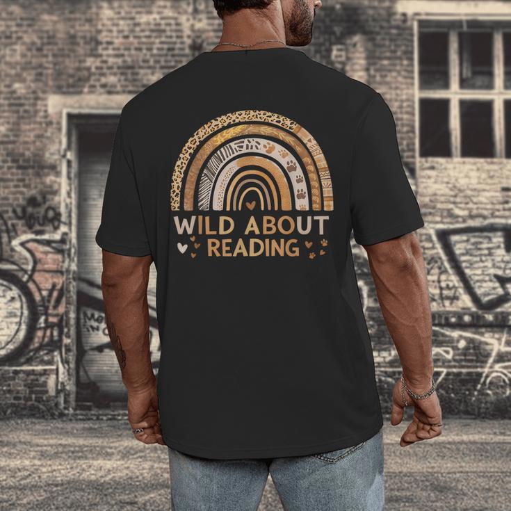 Wild About Reading Books Reader Lover Bookworm Librarian Men's Back Print T-Shirt Wild About Reading Books Reader Lover Bookworm Librarian Men's Back Print T-Shirt