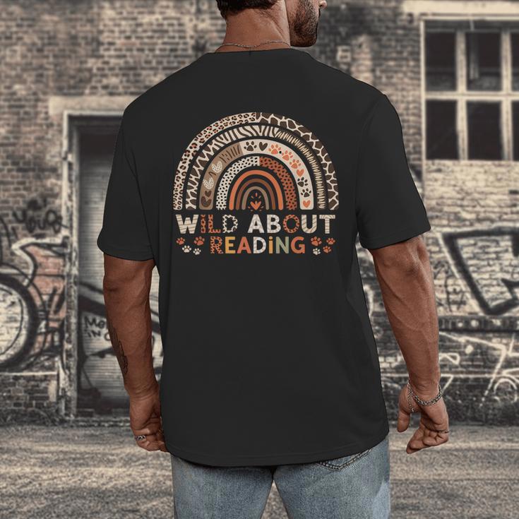 Wild About Reading Books Reader Lover Library Day Librarian Men's Back Print T-Shirt
