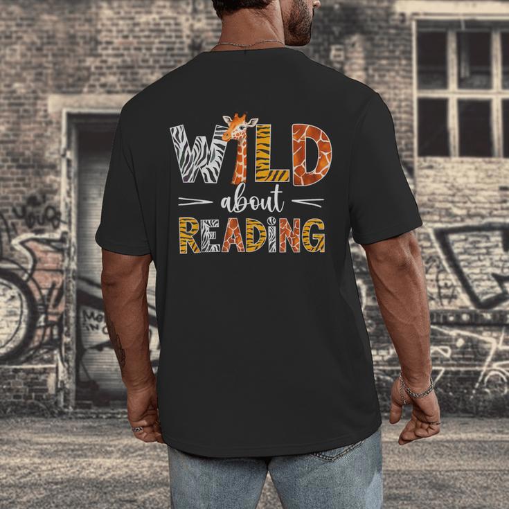 Wild About Reading Books Reader Teachers Kids Librarian Men's Back Print T-Shirt Wild About Reading Books Reader Teachers Kids Librarian Men's Back Print T-Shirt