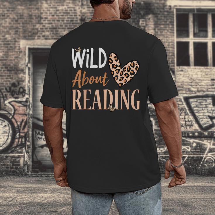 Wild About Reading Teacher Books Reader Lovers Leopard Zebra Men's Back Print T-Shirt