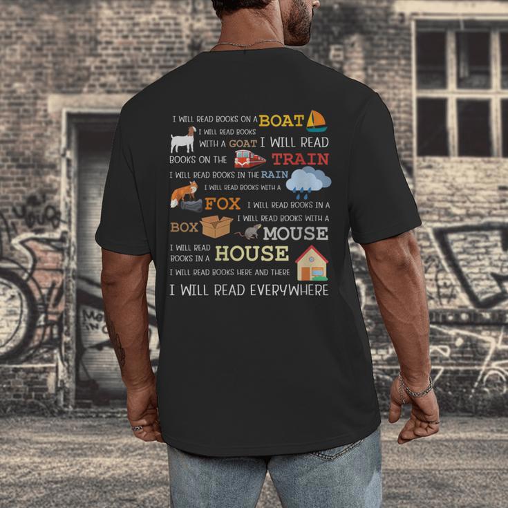 I Will Read Books On a Boat & Everywhere Reading Men's Back Print T-Shirt