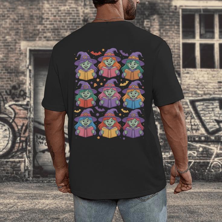 Witches Reading Books Halloween Cute Teens Kids Men's Back Print T-Shirt Witches Reading Books Halloween Cute Teens Kids Men's Back Print T-Shirt