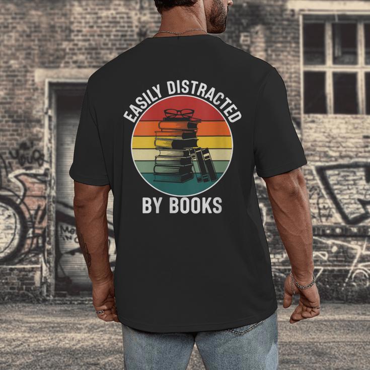 Women's Easily Distracted By Books Men's Back Print T-Shirt