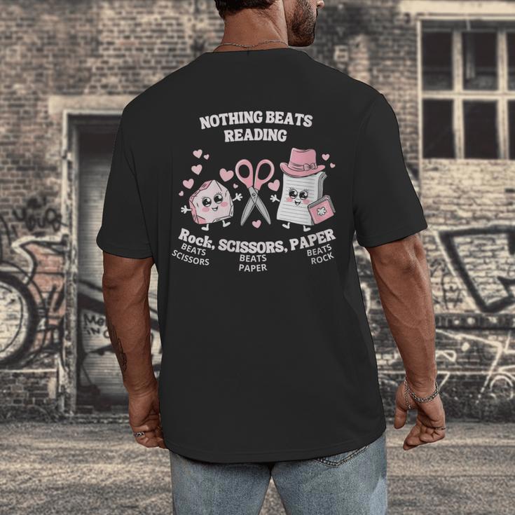 Women's Nothing Beats Reading Book Lover Statement Men's Back Print T-Shirt