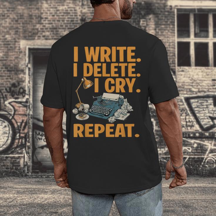 I Write Book Writer Author Book Writing Novelist Men's Back Print T-Shirt