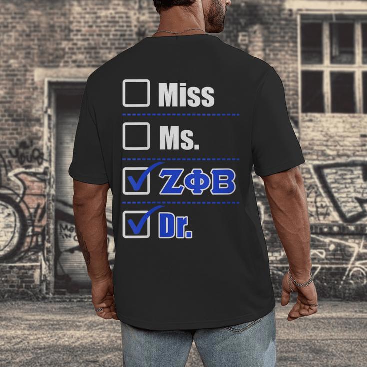 Zeta Phi Beta Doctor Graduation Zeta Phi Beta HBCU Doctor Men's Back Print T-Shirt